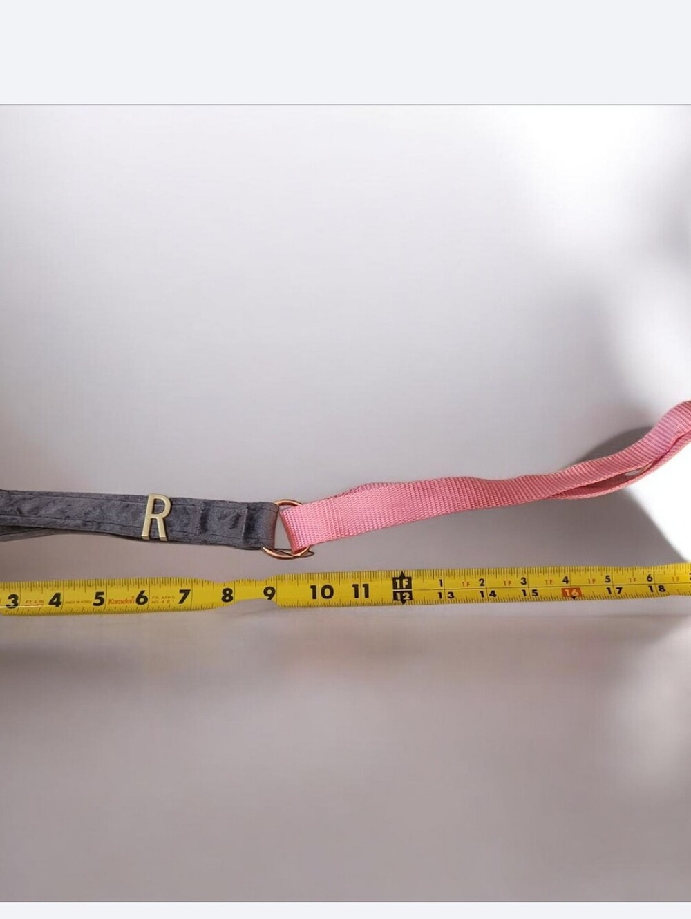 Pink and Gray Leash  with Velvet Handle Gold 'R' Accent